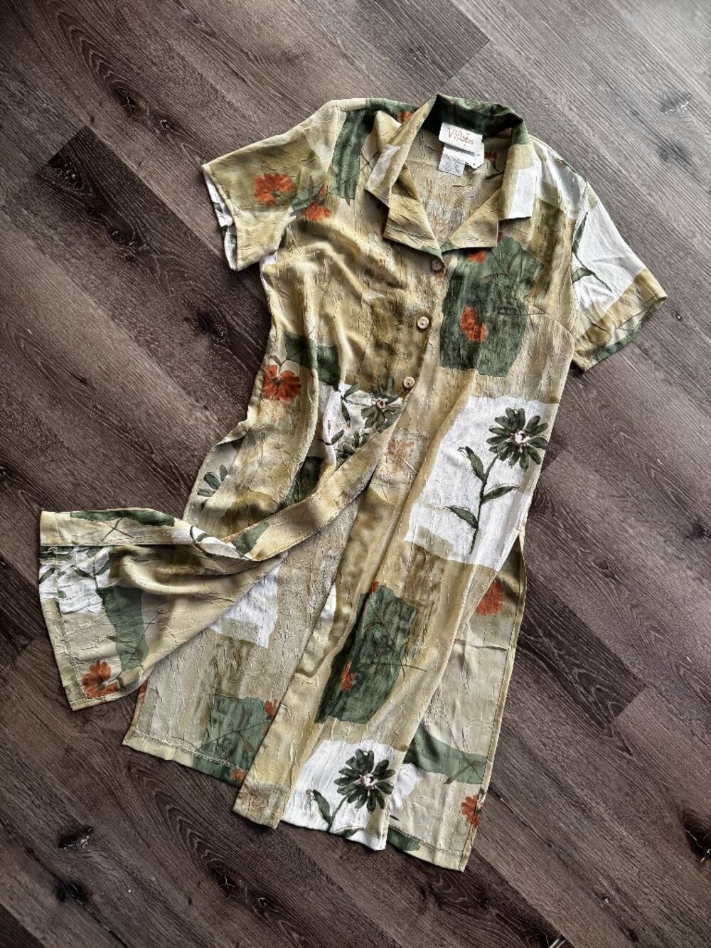 Vintage V.I.Petites Floral Longline Duster Dress | Made in Canada